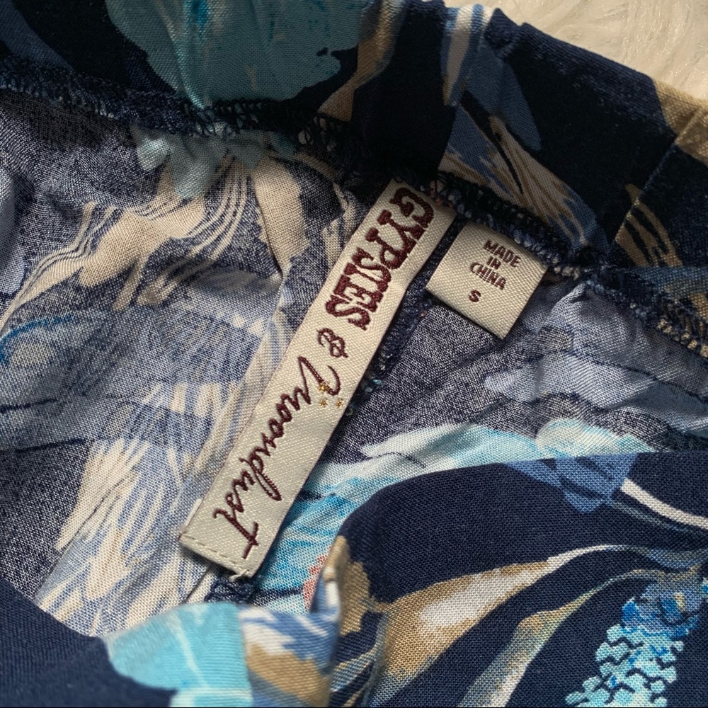 Gypsies & Moondust Blue Floral Wrap Tie Shorts - Picture 4 of 6
